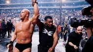 Mike Tyson walking out the victorious Austin off the arena!